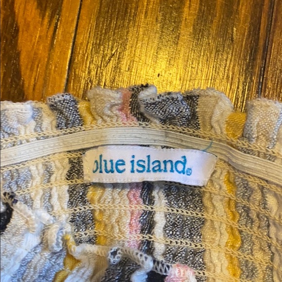 Multicolor Blue Island Ribbed Capri Jumpsuit - Picture 3 of 4